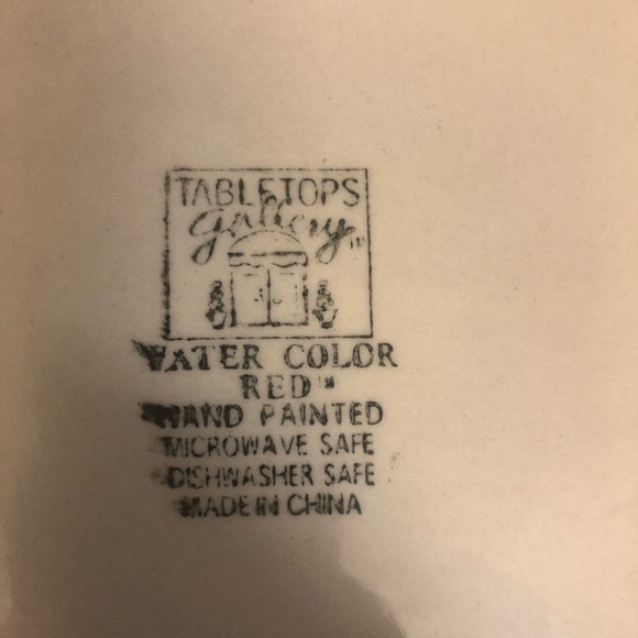 Tabletops Gallery Water Color Red 12-1/2” hand-painted Serving Bowl Large - Picture 12 of 12